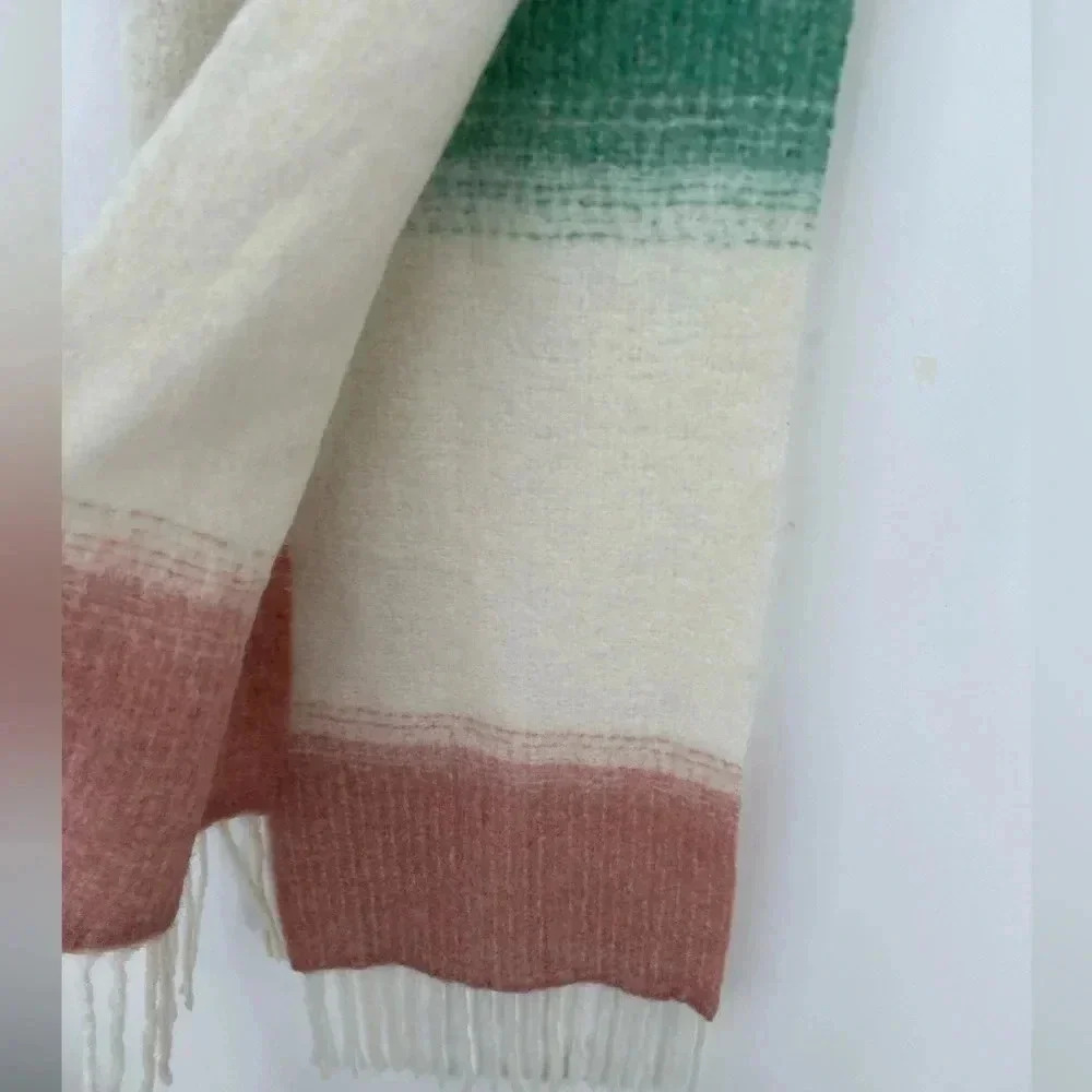 Rodebjer Alpaca Blend Scarf Ombre Gradient Fringe Soft Luxury Shawl - Picture 9 of 9